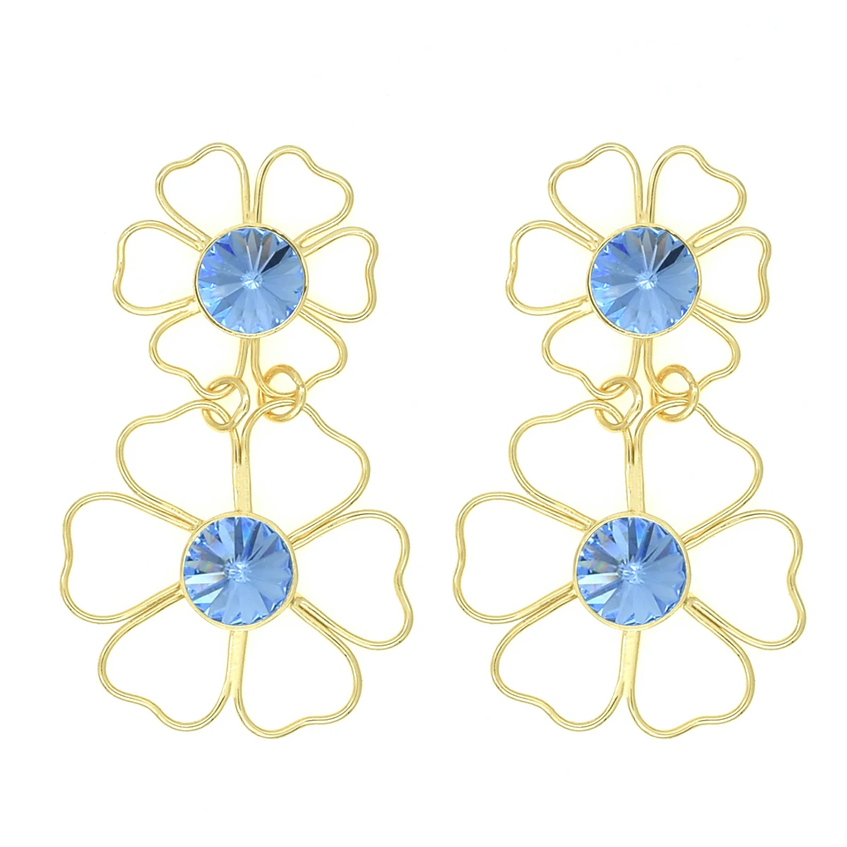orecchini fiori cristalli blue Dimensioni originali
